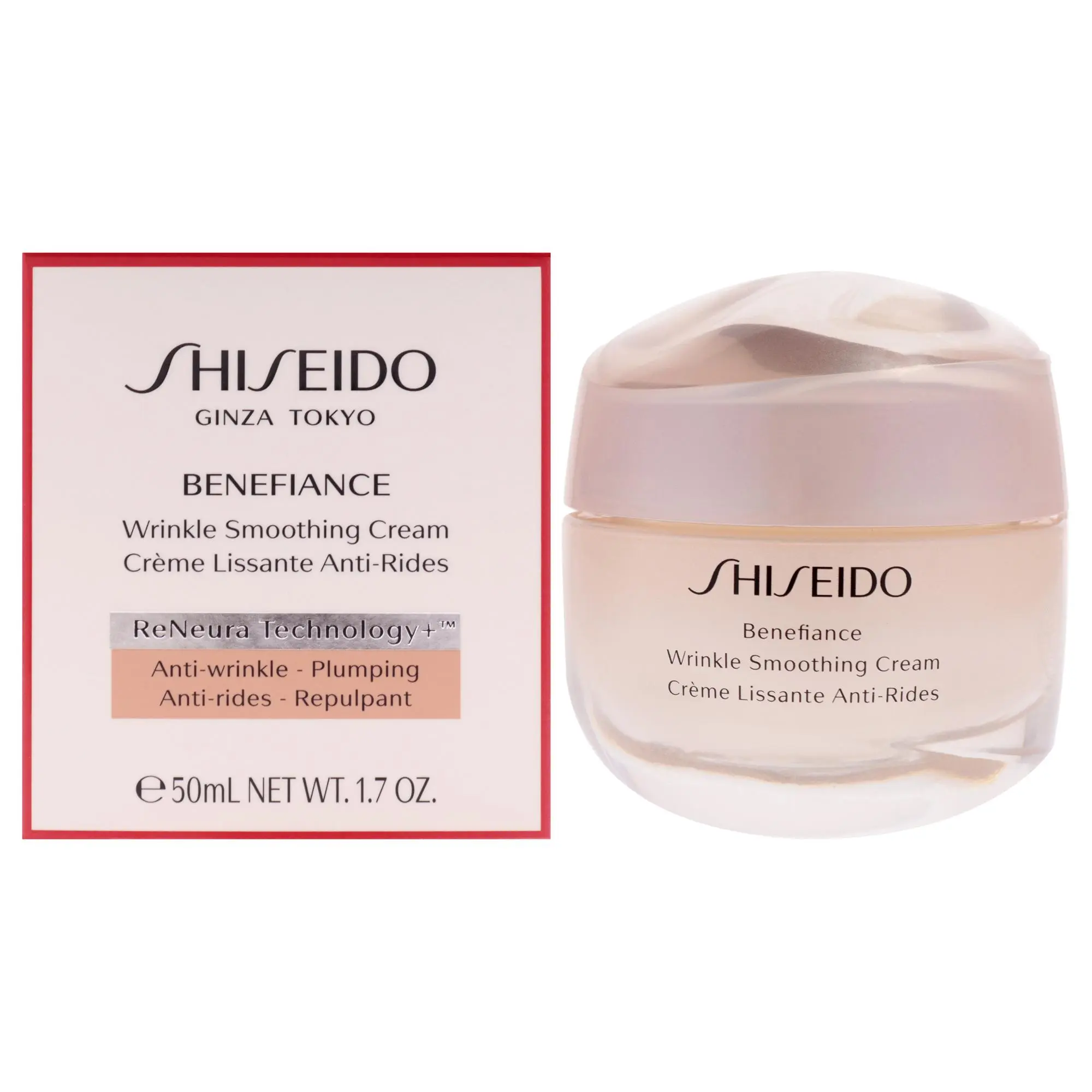 Shiseido Benefiance Wrinkle Smoothing Cream, Unisex Moisturizer with Reneura+ - 1.7 fl oz, Reduces Wrinkles, Plumps Skin