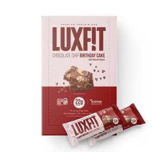 LUXFIT Peanut Butter Fudge Brownie Premium Protein Bar - 22G Whey Protein, No Artificial Ingredients, Incredible Taste & Texture! - 12ct per box