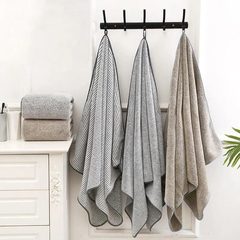 Unisex Adult Bamboo Charcoal Bath Towel - Large Full-Body Coverage, Bamboo Charcoal Fiber, Breathable Thick Coral Velvet, Drip Dry Quick-Drying - Home, Beach Sunbathing Use Towel, Home Use