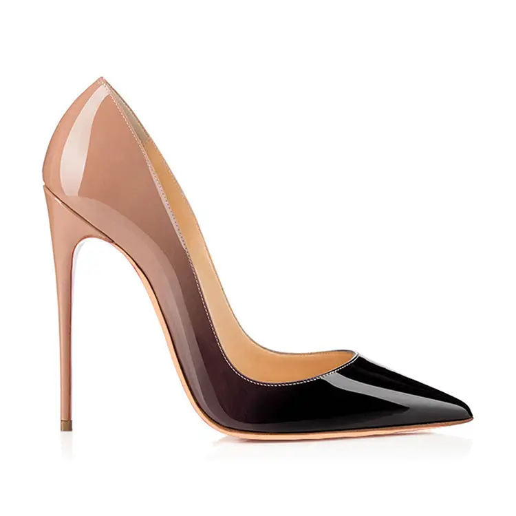 Nude gradient patent high heel pumps