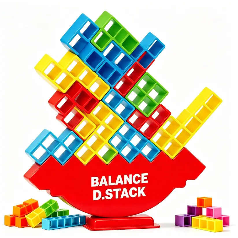Balance Block Game,  Stacking Tower Game for Family Game Night, 32/48PCS Building Blocks Party Toy Gift for Kids & Adults