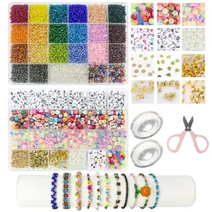 Glass Bead Jewelry Making Kit Bracelet Necklace Ring DIY Handcraft Set