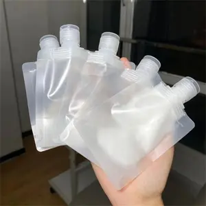 10pcs Refillable Flat Pouch With Paste Bottle Portable Travel Liquid Clear Plastic Empty Packaging Bag, Used For Shampoo/Shower Gel/Hand Sanitizer/Daily Necessities Bathroom Accessories