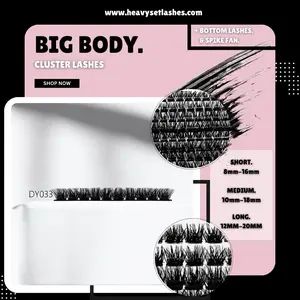 BIG BODY: CLUSTER LASHES WITH BOTTOM LASHES & SPIKE FANS by HEAVYSET. Cluster Eyelash Extensions