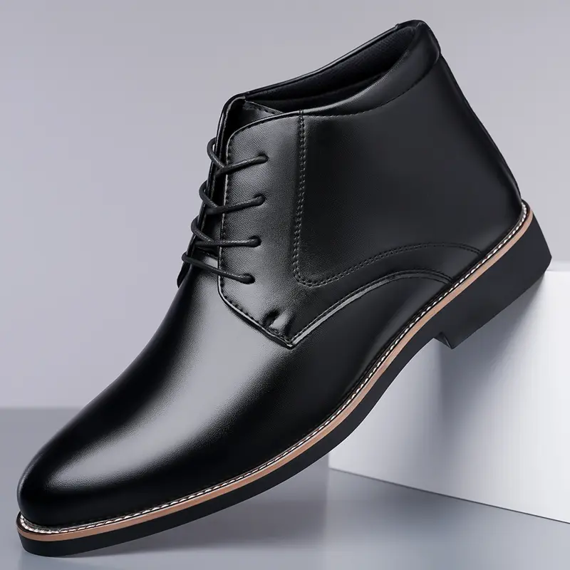DINAOR Men's Shoes, British Style Casual Business Chukka Boots with an Easy Upkeep PU Upper and Rubber Sole for Grip, Footwear, Closed