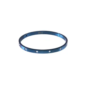 BG308BL B.Tiff 8-Stone Blue Bangle Bracelet