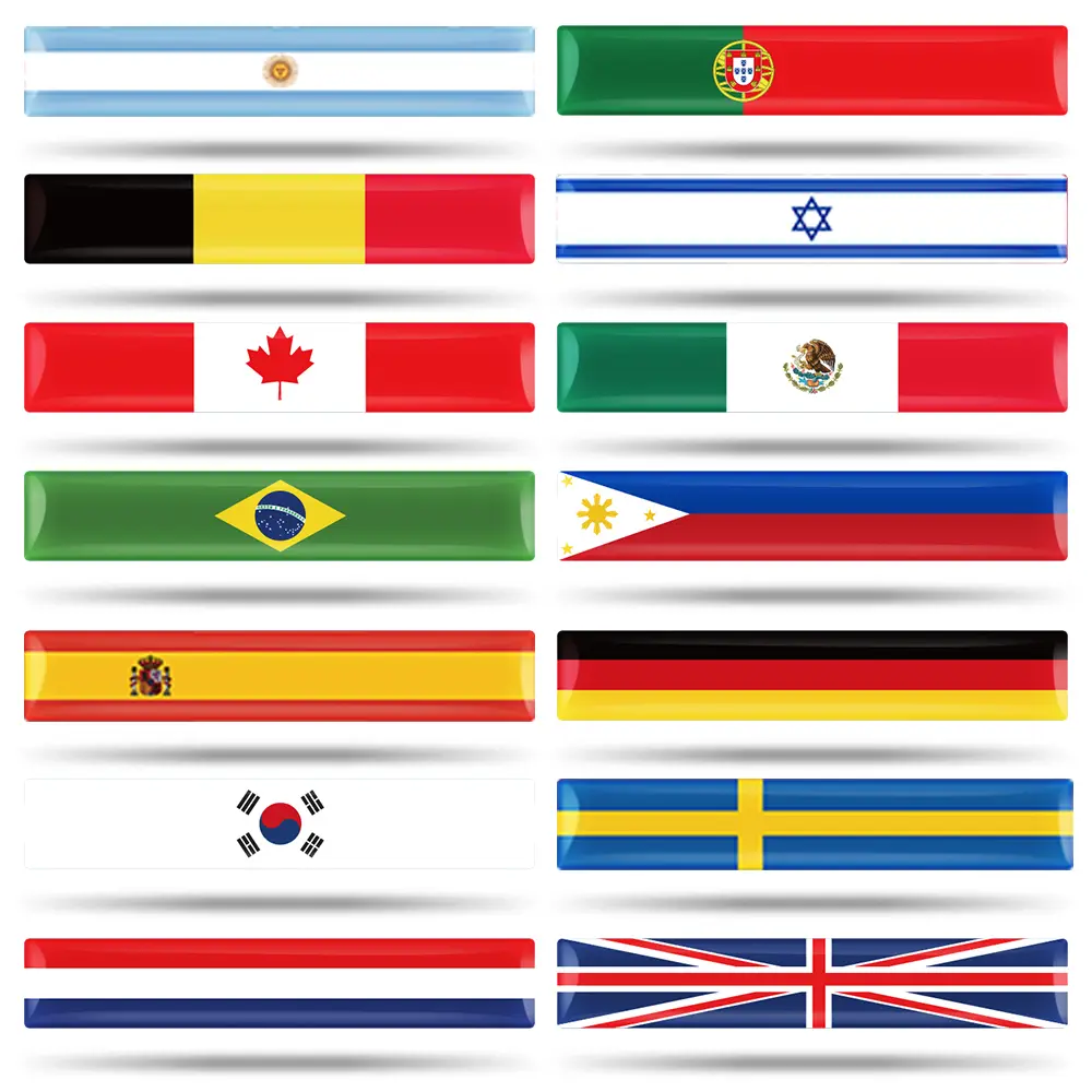 2026 3D Epoxy Reflective National Flag Stickers Decal Auto Motorcycle Accessories Malaysia Greece Russia Germany Kazakhstan Portugal New for your car décor