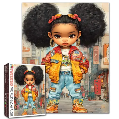 Tucocoo African American Girls 1000 Pieces Jigsaw Puzzle for Adults Family Game, Durable Recycled Materials Meaningful Fun Unique Gift, Stress Relief Brain Training Wall Decor Gift 27.5x20inch(70x50cm)
