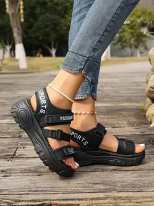 Women's Fashionable Solid Color Platform Sandals, Casual Comfortable Velcro Sandals for Outdoor, All-match Sandals for Daily Wear, Trendy Sandals