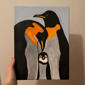 JACKIES. PAINTINGS + Penguin Canvas Painting + Winter Season Painting - Original Artwork for Home Decor bedroom wall accessories house