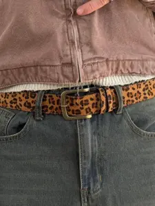 Fashionable Leopard Print Belt with Alloy Pin Buckle, Versatile PU Leather Waist Belt for Women, Trendy High-Waist Pants Jeans Skirt Dress Accessory, Stylish Everyday & Holiday Party Outfit Strap
