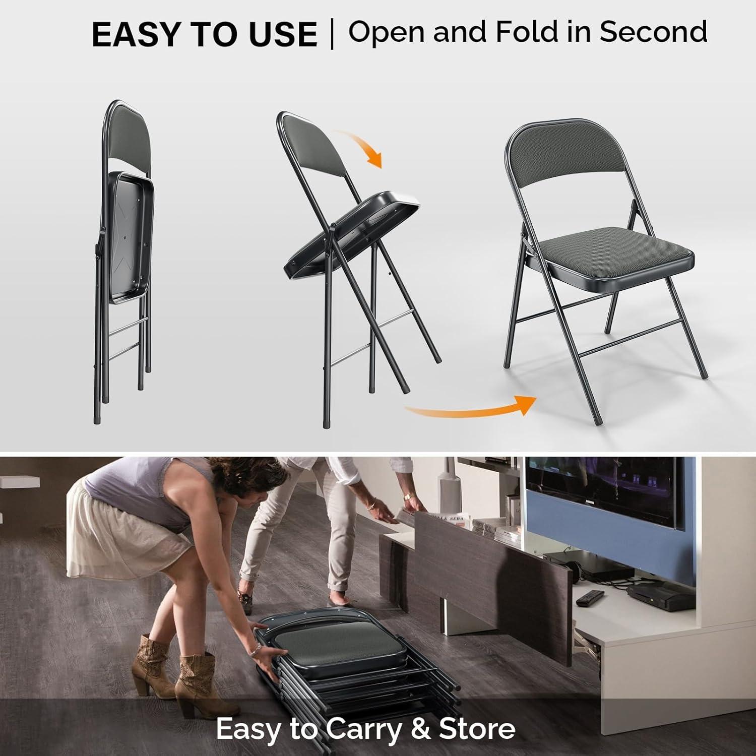 Karlhome 4/6/10 Pack Folding Chairs, Capacity 350 lbs PU Leather Padded Folding Chairs for Outside and Indoor, Heavy Duty Portable Foldable Metal Commercial Seat for Home Office, Dorm, Party, Backyard, Lawn, Patio Karlhome 4/6/10 Pack Folding Chairs, Capacity 350 lbs PU Leather Padded Folding Chairs for Outside and Indoor, Heavy Duty Portable Foldable Metal Commercial Seat for Home Office, Dorm, Party, Backyard, Lawn, Patio