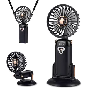 Versatile 4-in-1 Portable Handheld Fan,  Operated Fan with Base, 90?Ajustable, Rechargeable Mini Fans, digital display & Wall-Mount Capability, Gifts for Men/Women Blue