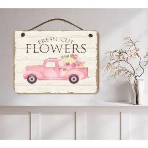 Courtside Market Fresh Flowers Pink Truck 16x12Artboard with