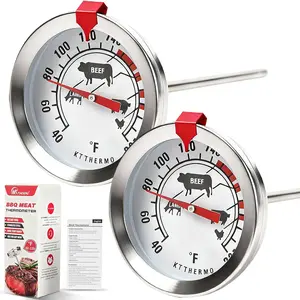 Meat Thermometer Cooking Thermometer Stainless Steel Kitchen Thermometer Temperature Labeled for Poultry Pork Beef 2Pcs