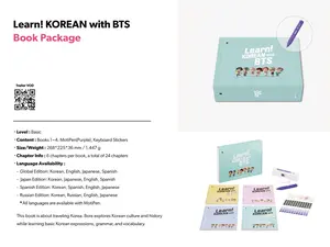 Learn Korean with BTS Book Package Global Edition Basic Level Books 1-4 MotifPier Purple Keyboard Stickers 979-11-90996-40-2