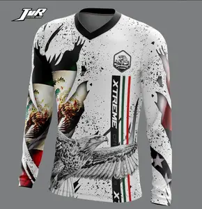 Mexico USA Eagle Off-Road Jersey  Xtreme Racing Fans  Sporty Gift for Riders  White Grunge Flag Design  open for sale!