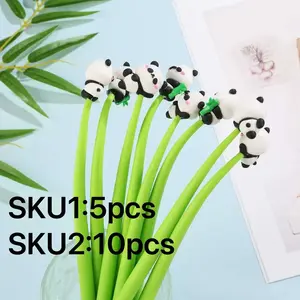 5/10pcs Panda Gel Ink Pen, Cute Cartoon Animal Pens, Writing Pens, Fine Tip Rolling Pens, Office Supplies, Teacher Gifts