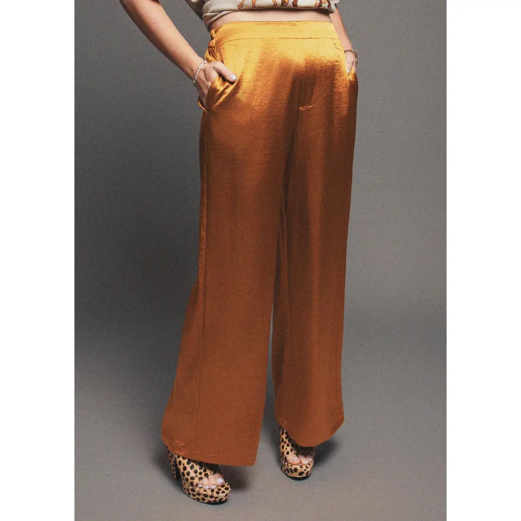 Metallic Muse Satin Trouser in COPPER