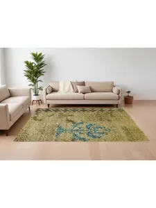HomeRoots 565536 8 x 12 ft. Floral Hand Knotted Rectangle Area Rug, Tan, Blue & Brown