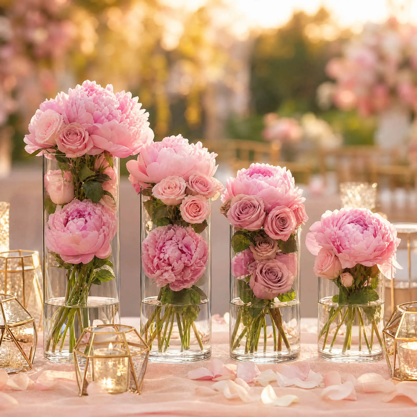 Set of 8 Clear Glass Cylinder Vases for Floating Candles, Floral Arrangements & Centerpieces – 6", 8", 9", 11"