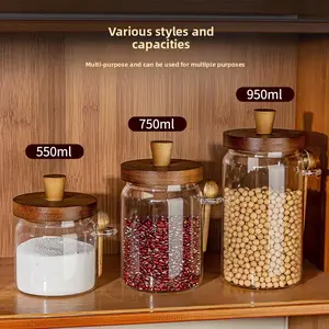 Vacuum Sealed Glass Coffee Bean Storage Jar, Airtight Press-Type Canister, Moisture-Proof Container for Coffee Beans, Tea, Milk Powder and Kitchen Dry Food Storage