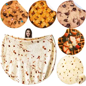 1pc Mexican Tortilla Print Food Themed Blanket, Soft and Washable Throw Blanket for Sofa and Travel, Luxurious Home Decor, Fun Gift Idea for Family and Friends