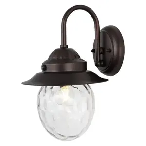JONATHAN Y Rodanthe Farmhouse Industrial Iron/Glass Outdoor LED Sconce; for Living Room, Bedroom, Kitchen, Office