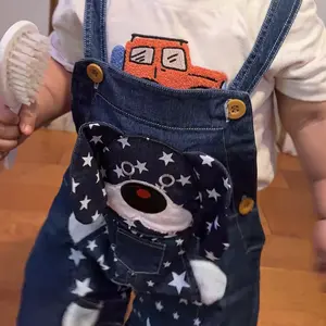 KIDSCOOL SPACE Baby Cute Summer Jean Overalls,Toddler Denim Cartoon 3D Animal Shortalls