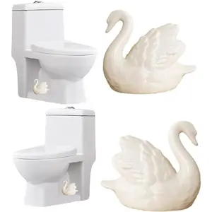 2 count Toilet Bolt Covers Decorative, Ceramic Toilet Bolt Caps Decorative, Funny Toilets Screw Cover Caps, Lovely Swan Toilets Bowl Bolt Covers, Easy Installation Bathroom Accessories (White)
