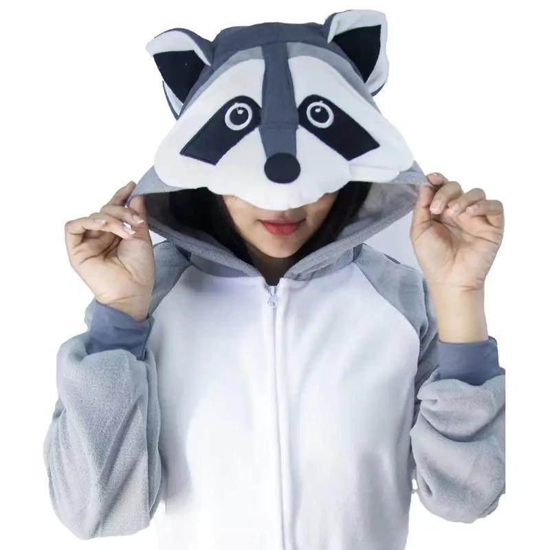 Gray Raccoon Kigurumi Onesies Anime Cartoon Women Men Pajamas Halloween Christmas Cosplay Anime Full Body Pijama