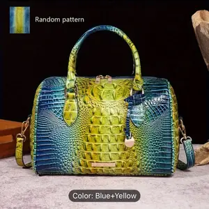 Women High quality Luxury  purse pillows Handbag Crocodile Pattern  Boston Bags