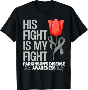 Parkinson's Disease Awareness Gray Ribbon Tulip parkinsons T-Shirt Graphic tees