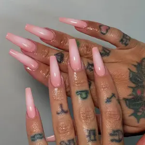 24pcs Y2K Square Medium Press-On Nails, Glossy Acrylic False Nails Set, DIY Daily Use, Learning, Party, Women and Girls