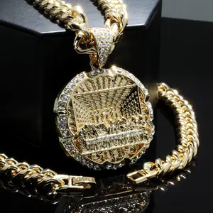 Last Supper Pendant | 30"In - Curb Cuban Chain Gold Plated Necklace For Men's Fashion