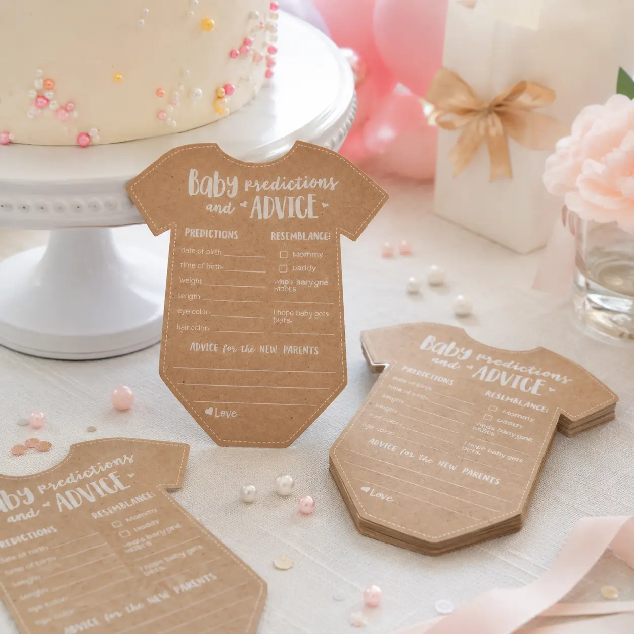 20Pcs Onesie-Shaped Kraft Paper Baby Shower Prediction & Advice Cards, Festive Party Game Activity for Gender Reveal Parties, Newborn Celebrations, Welcome Baby Events, Cherished Keepsake for New Parents