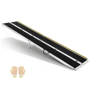 【fathersdaygift】VEVOR Portable Wheelchair Ramp, 12FT, Non-Slip Aluminum Folding Handicap Ramp for Wheelchair, 800 lbs Capacity, Door Threshold Ramps for Home Steps, Stairs, Entry, Threshold, Doorways, Scooter, Curbs