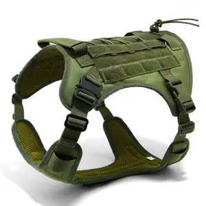 Tactical Dog Harness No Pull Heavy Duty Military Pet Vest with Control Handle & Metal Buckles for Large Medium Dogs Training Hiking Walking treat pouch