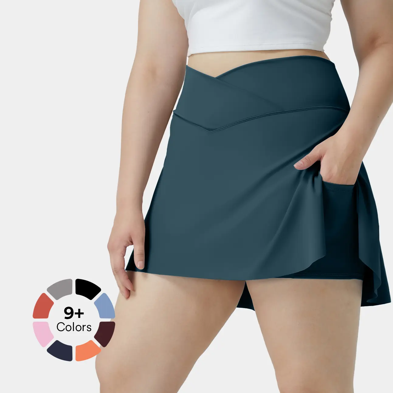 Halara Everyday Softlyzero Airy Crossover Side Pocket 2-in-1 InstantCool Tennis Plus Size Skirt-Lucid