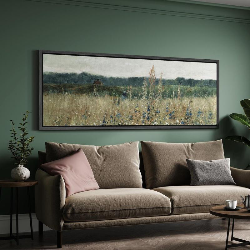 Poster Large Wall Art Vintage Wildflowers Field Landscape Art Print Horizontal Panoramic Wall Art Living Room Decor 6