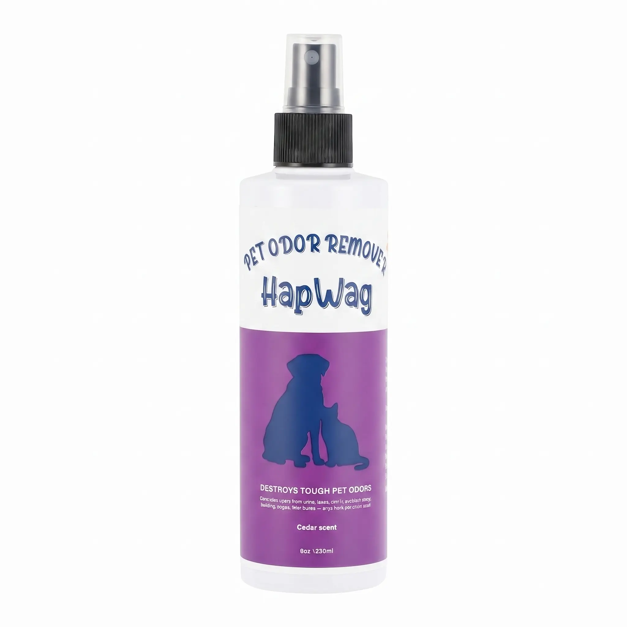 Pet Odor Eliminator Spray, Cedar Scent Enzymatic Cleaner, 8oz, Destroys Dog & Cat Urine Smell on Carpet, Furniture, Bedding, Litter Boxes & Pet Areas