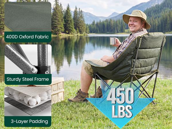 Comfort Folding Camping Chair,With 440 Lbs Capacity, Reinforced Steel Frame And 600D Oxford Fabric, 2 Cup Holders And Side Pockets, Folds Into Carry Bag, Perfect For Outdoor Concert And Glamping Comfort Folding Camping Chair,With 440 Lbs Capacity, Reinforced Steel Frame And 600D Oxford Fabric, 2 Cup Holders And Side Pockets, Folds Into Carry Bag, Perfect For Outdoor Concert And Glamping