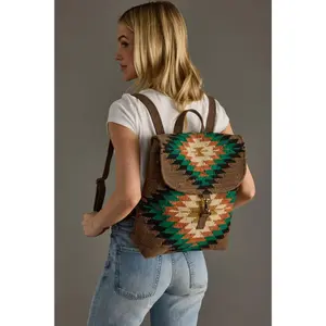 Brown & Multicolored Western Backpack