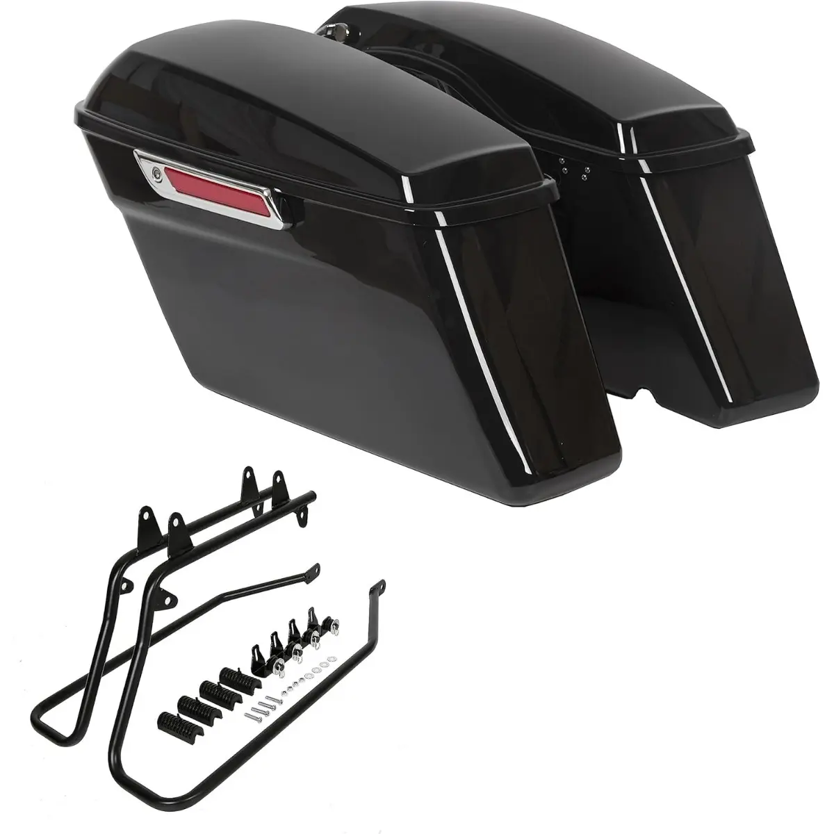 Saddle Bags Trunk W/Lid & Latch Key with Black Bracket Compatible with 1984-2017 Harley Davidson Softail Models Saddlebag Conversion Bracket Kit Support Mounts 2 Packages Motorcycle Helmet Top Box Motorcycle Stand Lift Motorbike