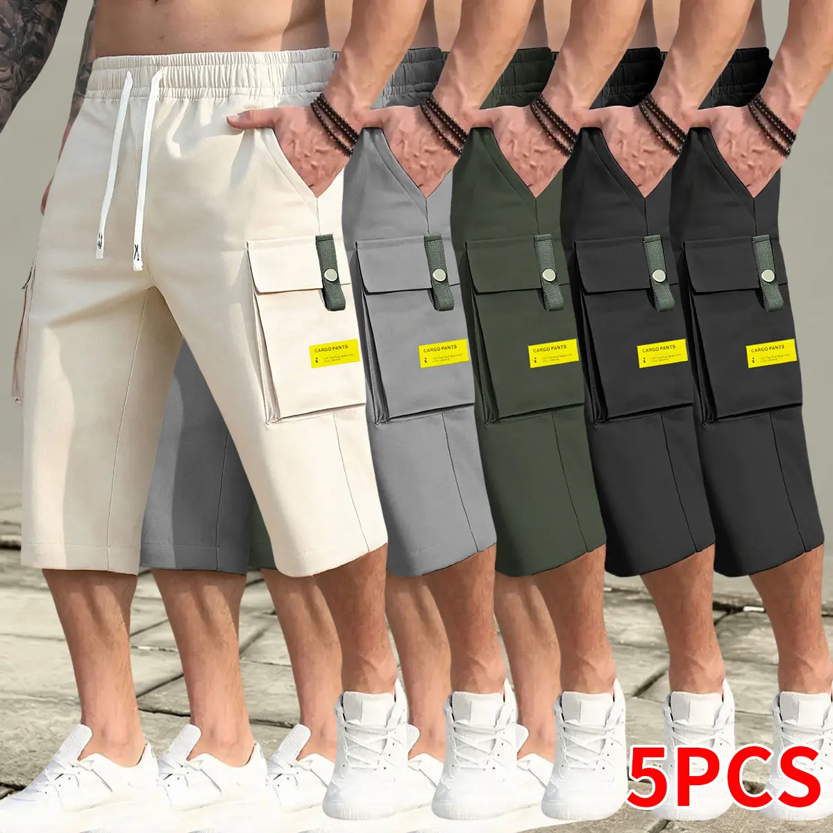 Khaki + Gray + Green + Black + Black