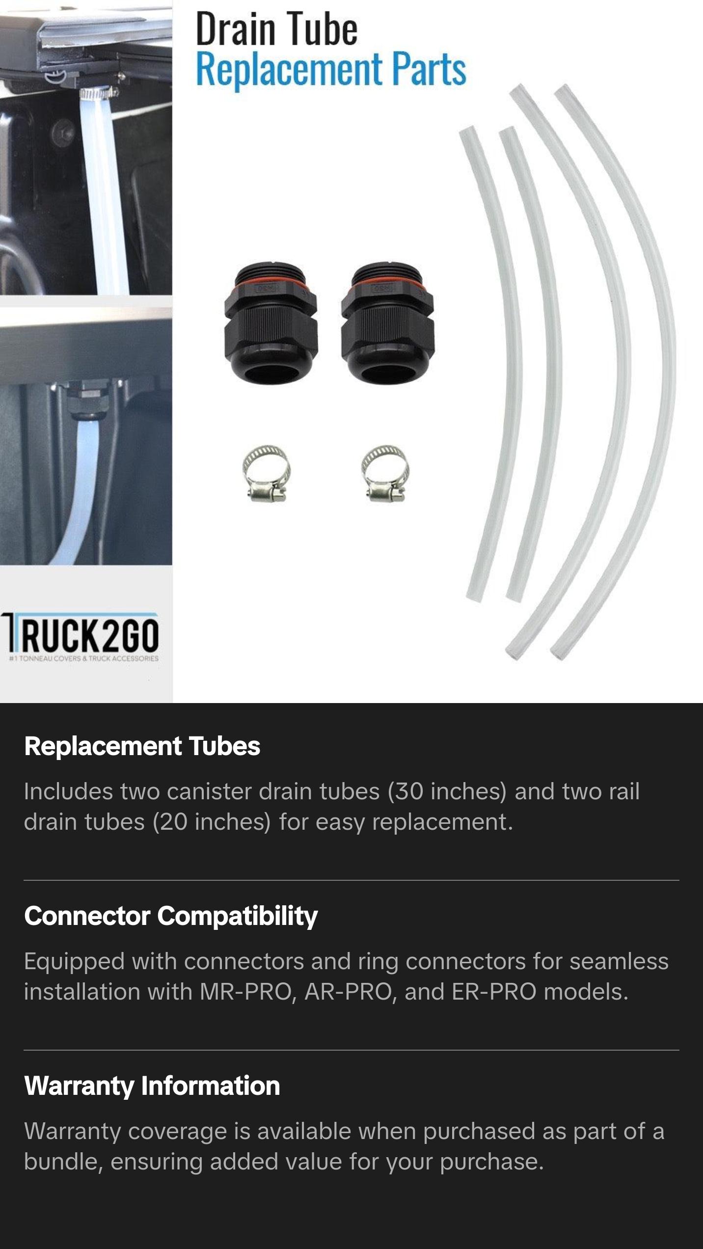 SYNETICUSA Drain Tube Replacement for MR-PRO / AR-PRO / ER-PRO Retractable Cover