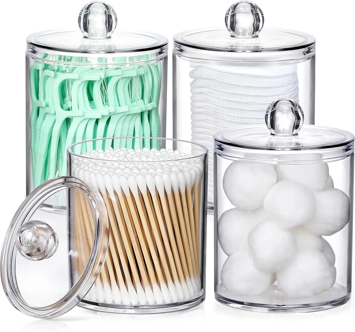 4-Pack Bathroom Organizers & Storage Set – Bathroom Accessories for Home Decor Transparent