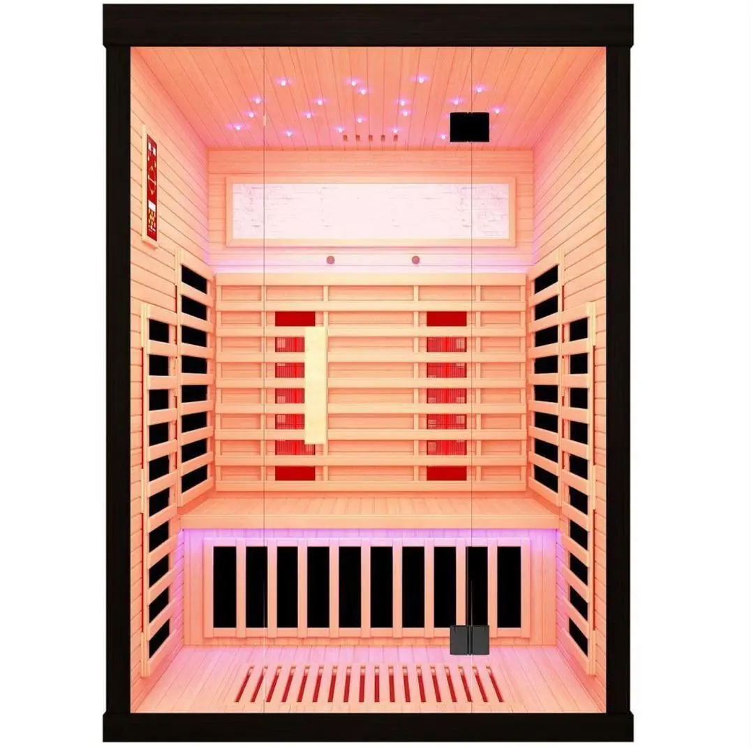 Portable Home Hemlock Sauna Room 2100W Far Infrared Detox Sauna 2 Person Spa