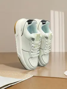 Men Women Low-Top Patchwork Sneakers, Thick Sole Textile Upper, Casual All Season Shoes, Medium Width Less Than Ankle Design