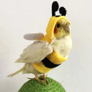 Fun Bee Bird Hoodie Costume, Cute Winter Warm Soft Pet Role Play, Parrot Buki Bee Clothing Accessory for Pets
